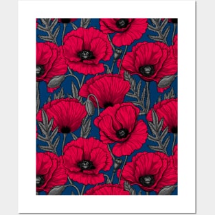 Red poppy garden Posters and Art